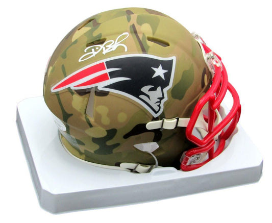 Deion Branch Signed/Autographed Patriots Camo Mini Helmet JSA 159310