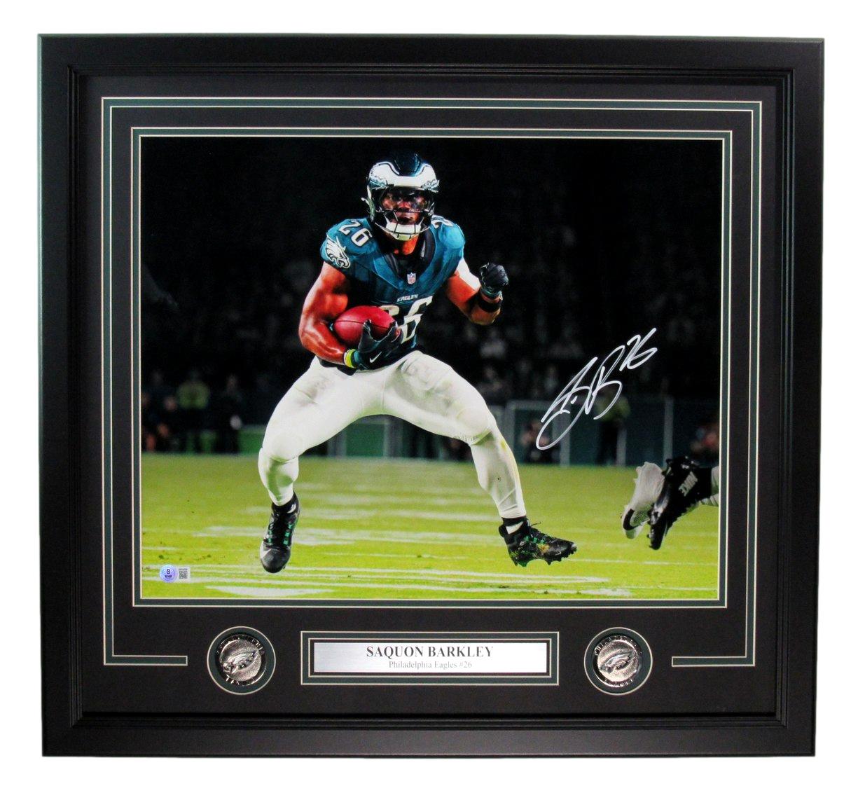 Saquon Barkley Signed 16x20 Photo Philadelphia Eagles Framed Beckett 191741