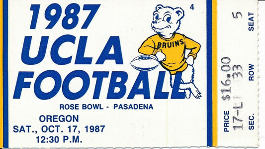 1987 UCLA Bruins vs. University of Oregon Football Game Ticket Stub 148642