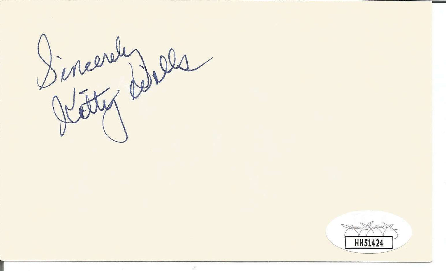 Kitty Wells Country Music Legend Signed/Autographed 3x5 Index Card JSA 151048