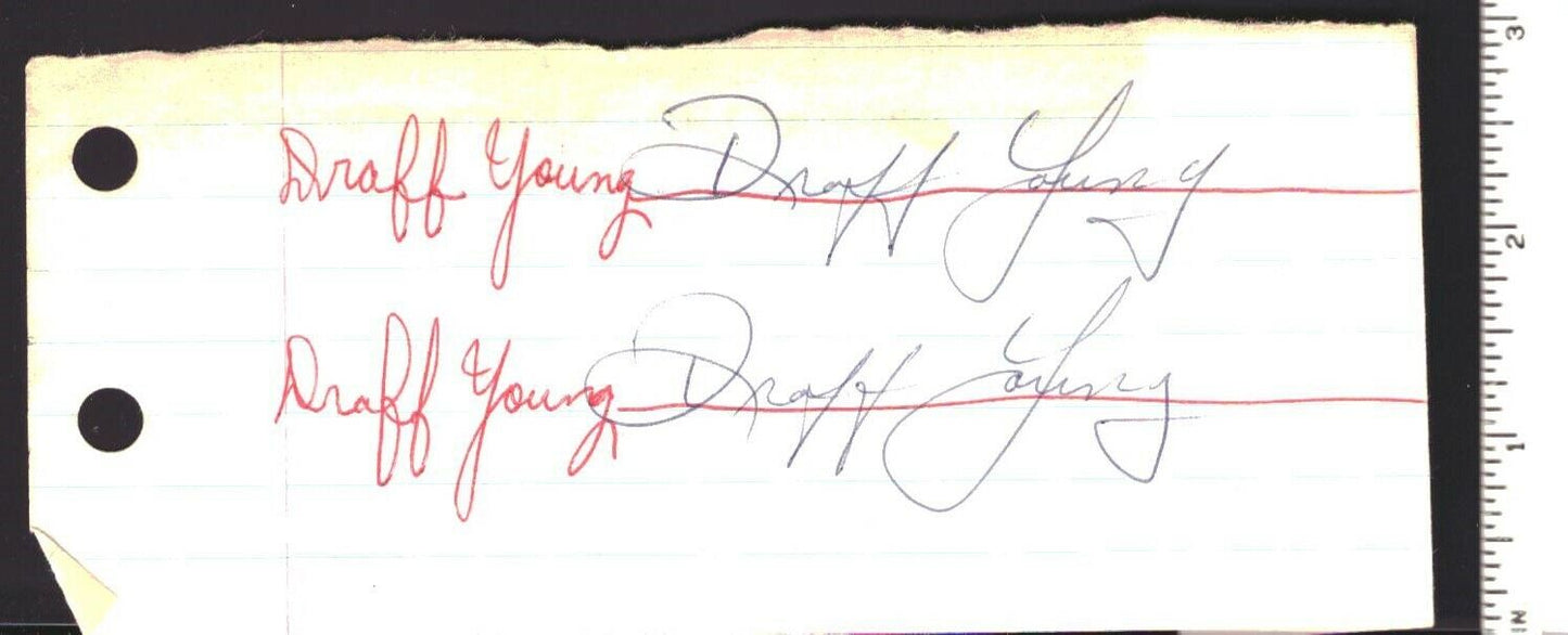 Draff Young NCAA/NBA Head Coach d.2012 Signed 6.5x3.5 Cut 151213