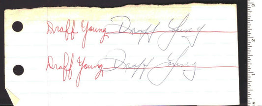 Draff Young NCAA/NBA Head Coach d.2012 Signed 6.5x3.5 Cut 151213