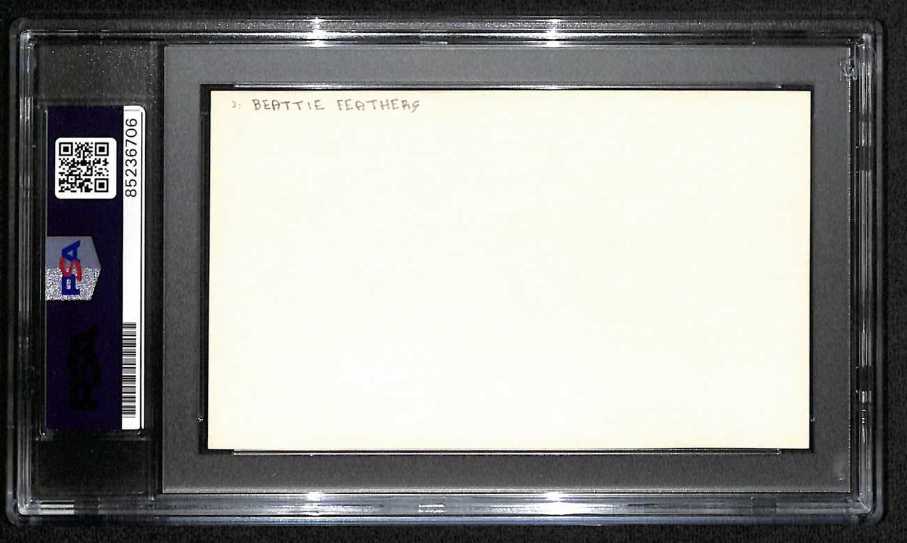 Beattie Feathers CFB HOF Signed/Inscr 3x5 Index Card Tennessee PSA/DNA 189033