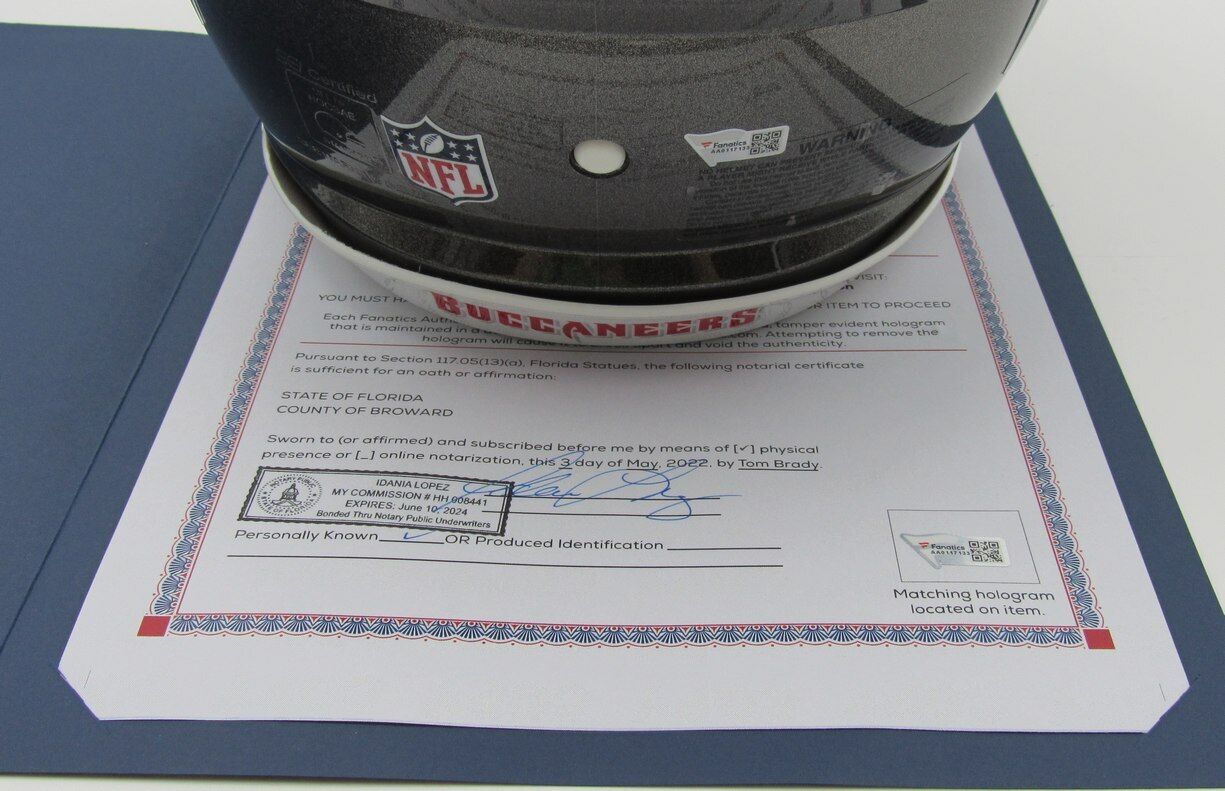 Tom Brady Autographed Speed Authentic Full Size Helmet Buccaneers Fanatics