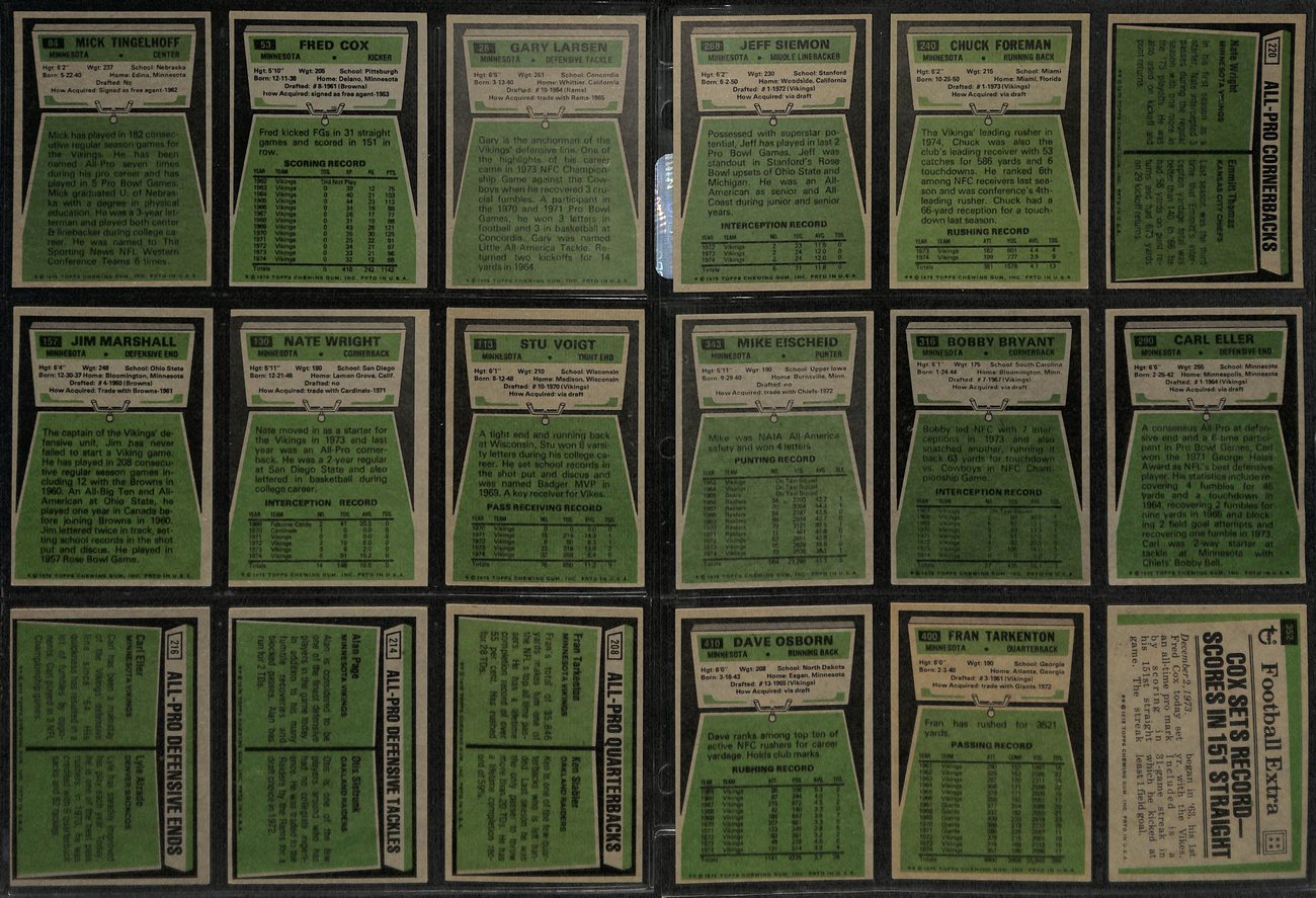 1975 TOPPS Football Minnesota Vikings Team Cards (24) 189265