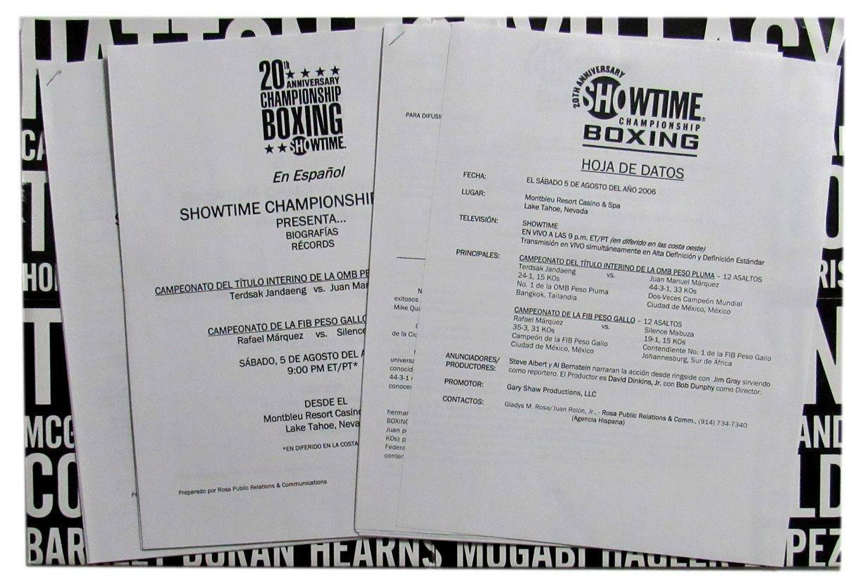 2006 Championship Boxing Marquez vs. Jandaeng Press/Media Kit 167430