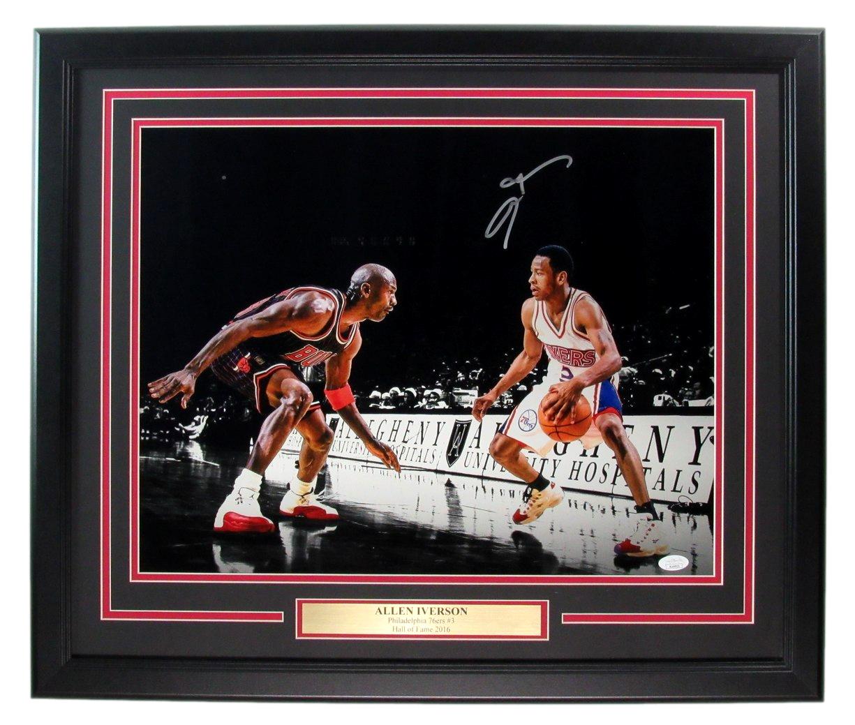 Allen Iverson HOF Autographed 16x20 Photo with Jordan 76ers Framed JSA 188991