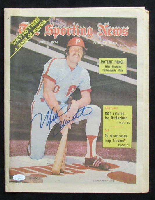 Mike Schmidt HOF Autographed 1974 Sporting News Magazine Phillies JSA 176528