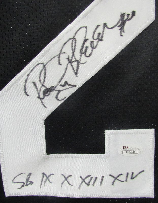 Rocky Bleier Steelers Autographed/Signed XL Black Jersey Inscribed JSA 141690