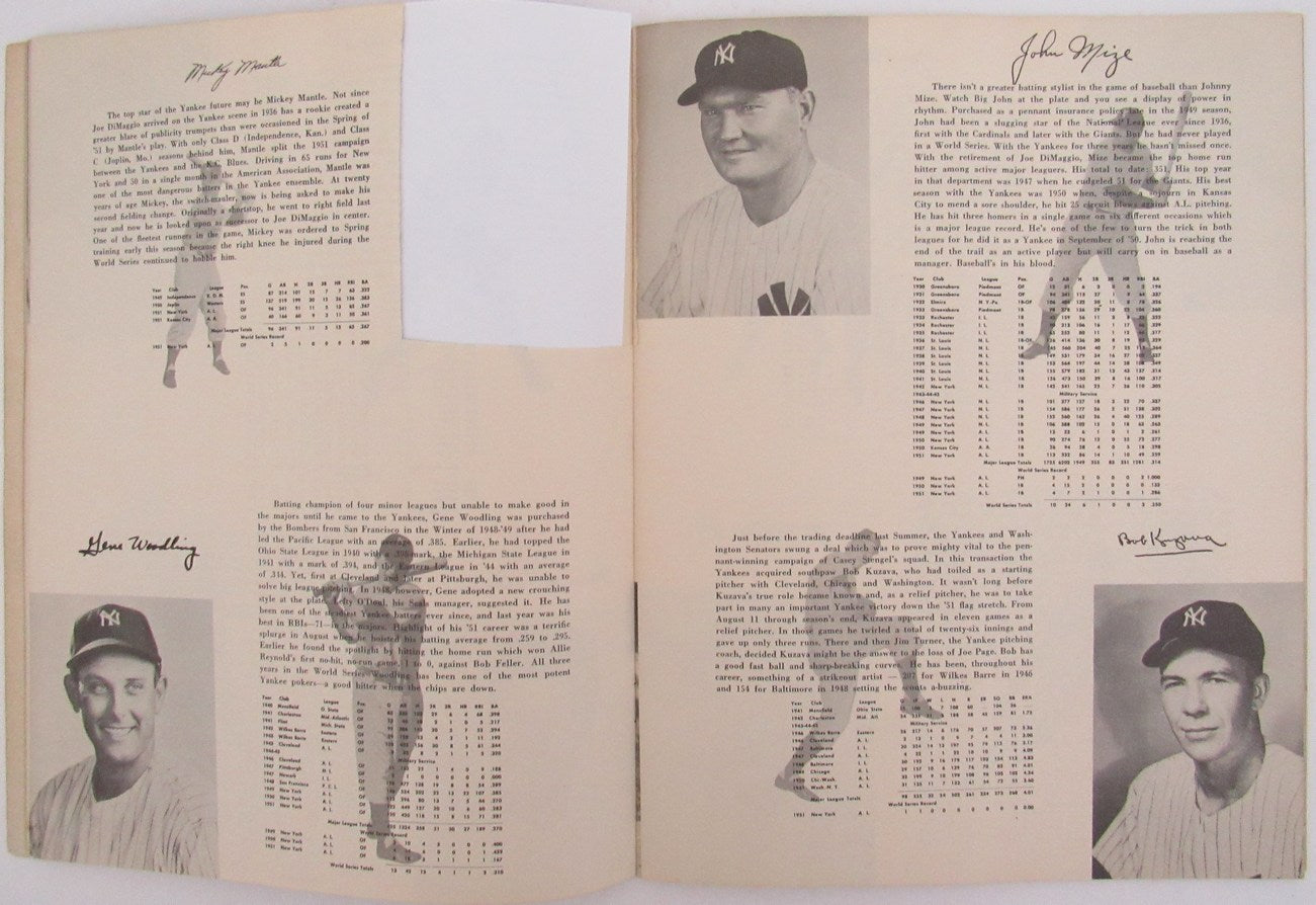 New York Yankees World Champions 1952 YEARBOOK MANTLE Sketch Book 162369