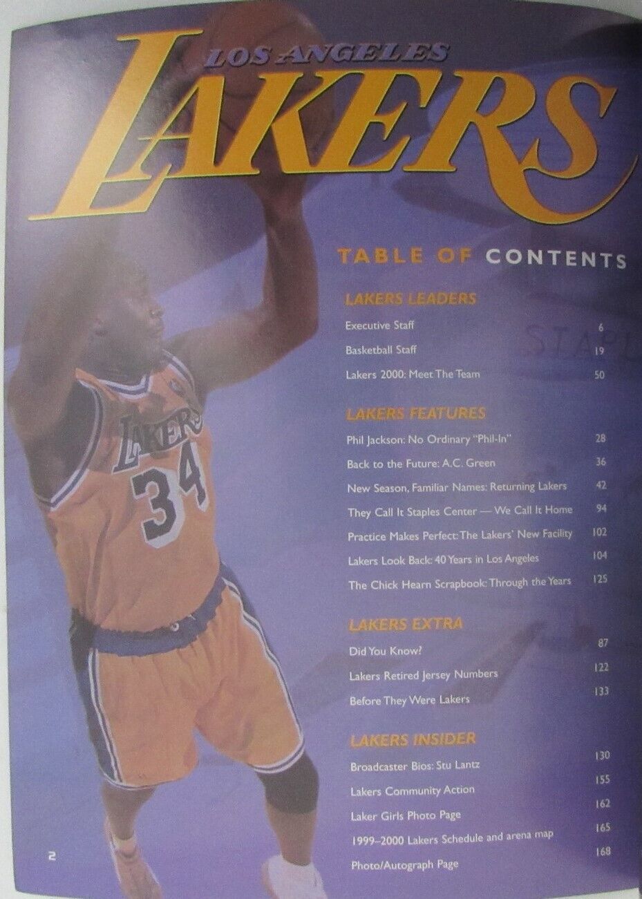 1999-2000 Los Angeles Lakers Yearbook Kobe, Shaq, Jackson 1st NBA Title  165082