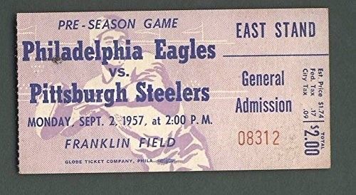 Philadelphia Eagles Vs. Pittsburgh Steelers Ticket Stub Sept. 2, 1957 123938