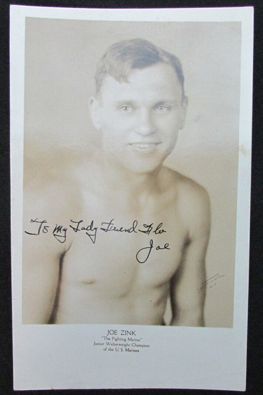 Joe Zink Junior Welterweight Boxing Champion 1923-30 5x8 Signed Photo 157067