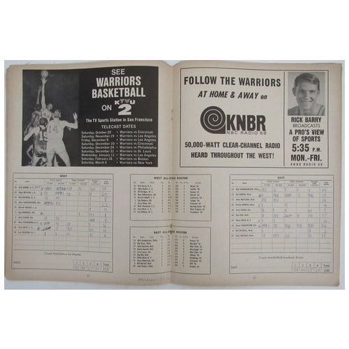 January 10, 1967 NBA All-Star Game Program Chamberlain/West/Russel 190294