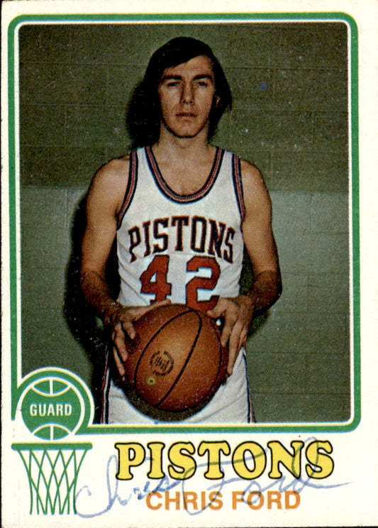 Chris Ford Autographed 1973-74 TOPPS Basketball Card #79 Detroit Pistons 182929