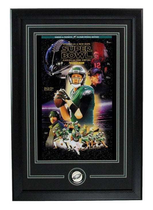 Nick Foles UNSIGNED 17x25 Photo Super Bowl LII Philadelphia Eagles Framed 177509