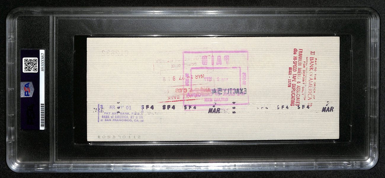 Al Davis HOF Signed/Autographed 8.5x3.5 Bank Check Raiders PSA/DNA 193233