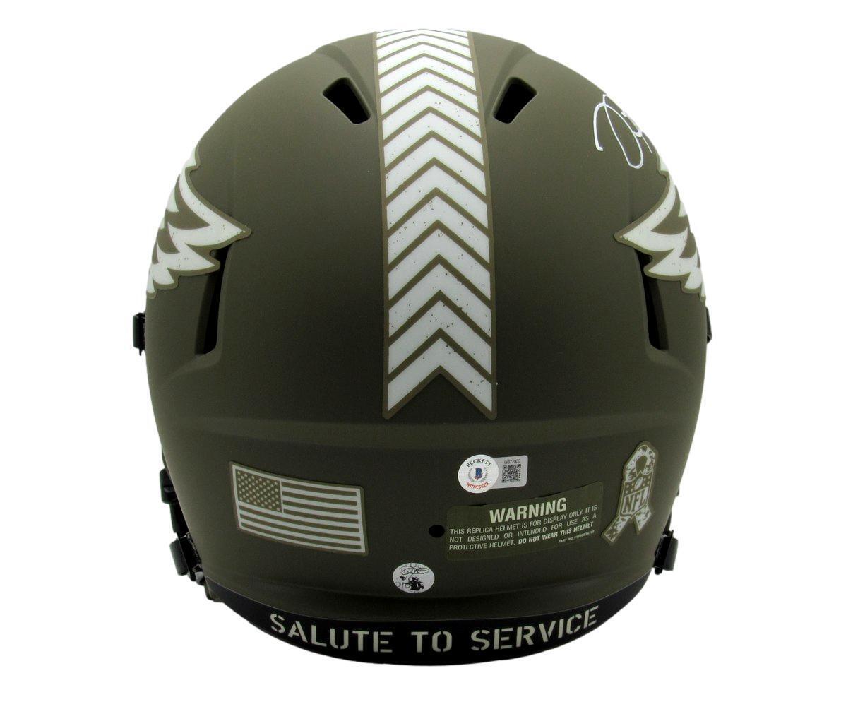 Jalen Hurts Signed Full Size Salute To Service Replica Football Helmet Beckett