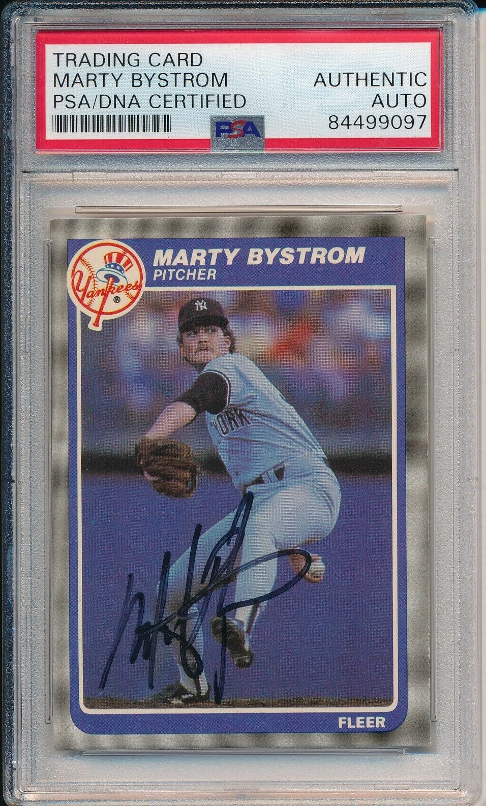 Marty Bystrom New York Yankees Signed/Auto 1985 Fleer Card #122 PSA/DNA 166108