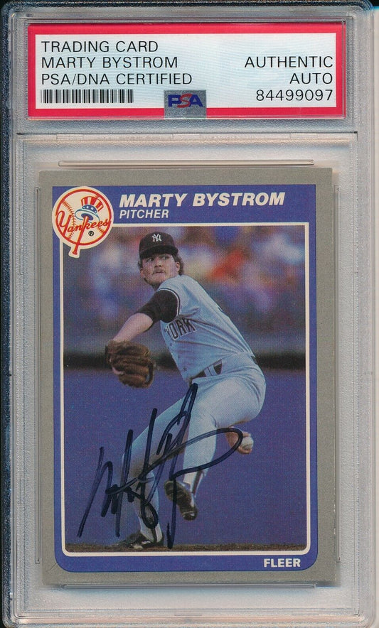 Marty Bystrom New York Yankees Signed/Auto 1985 Fleer Card #122 PSA/DNA 166108