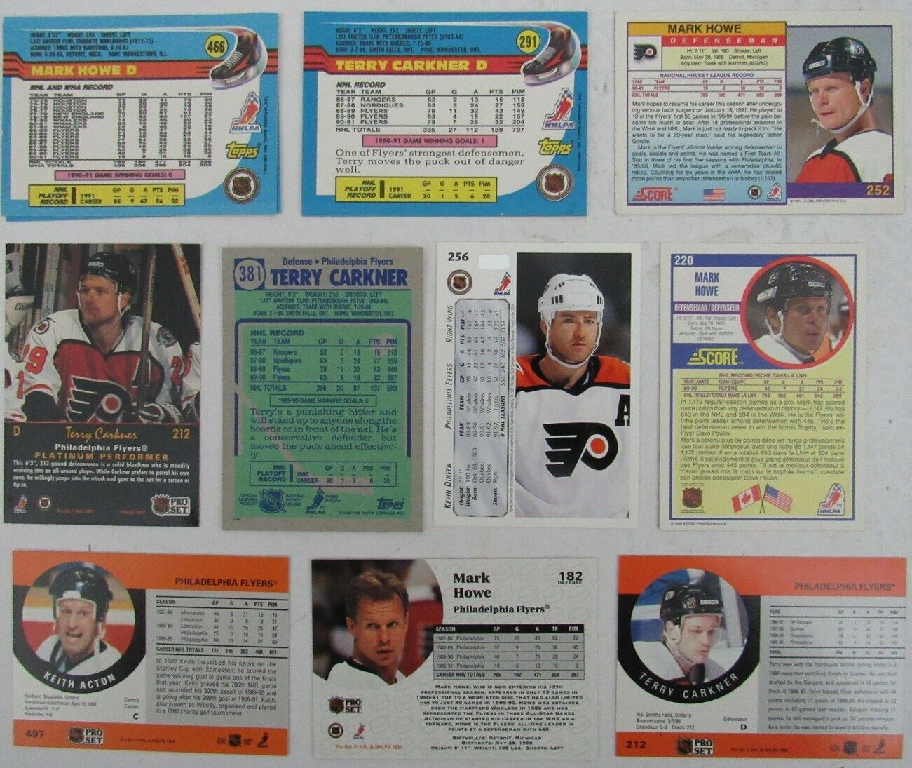 Lot of 12 Signed/Auto Philadelphia Flyers 1990-92 NHL Trading Cards 159337