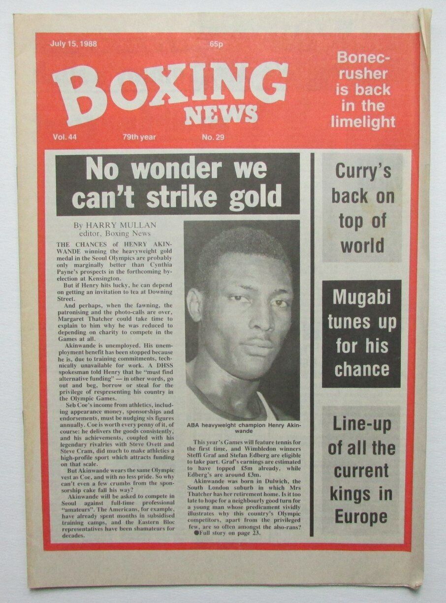 July 15, 1988 Boxing News Magazine Henry Akinwande