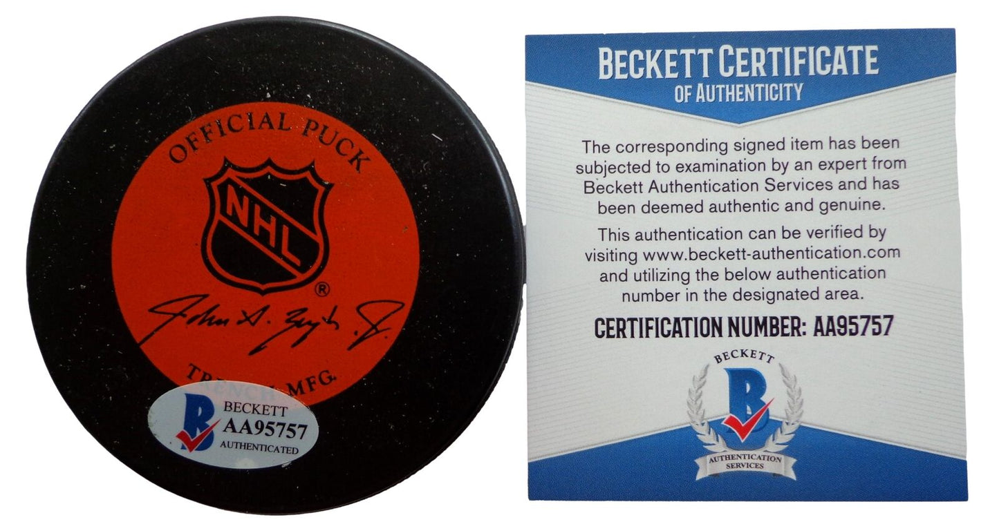 Dallas Smith Autographed New York Rangers Hockey Puck Beckett 181040