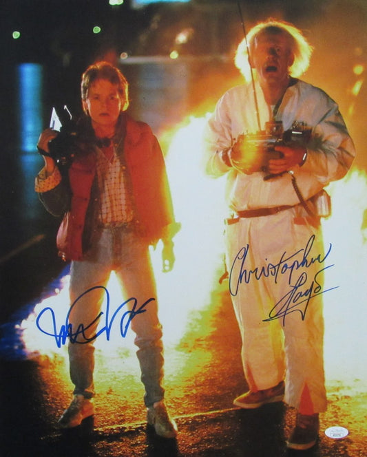 Michael J Fox/Christopher Lloyd Sign/Auto 16x20 Photo Back to Future JSA 173697