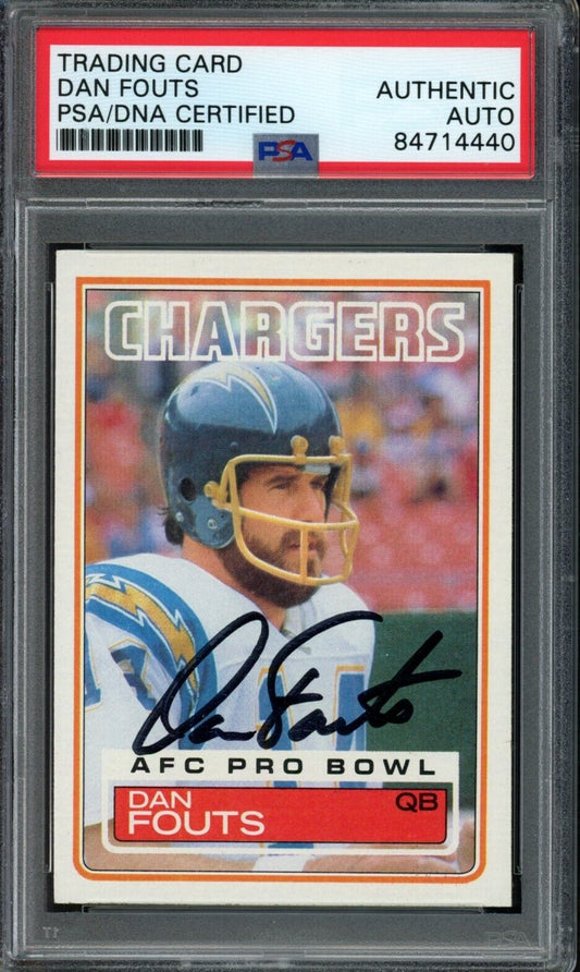 1983 TOPPS Dan Fouts #374 Authentic Card Signed Chargers PSA/DNA 176685