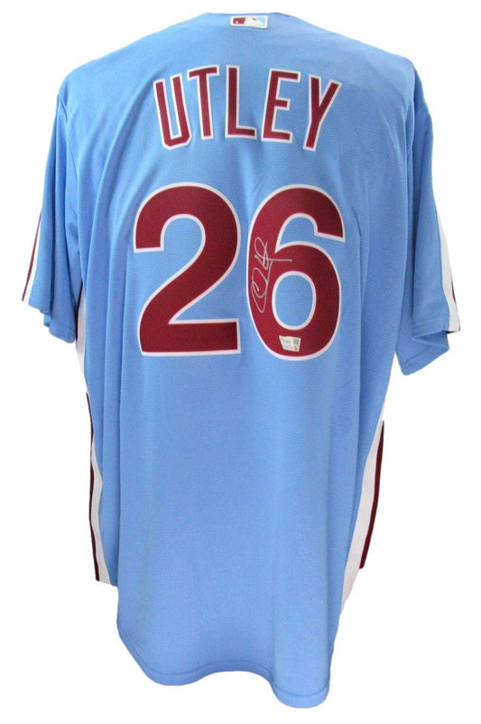 Chase Utley Signed Blue Nike Baseball Jersey Phillies Size XL Fanatics 187366