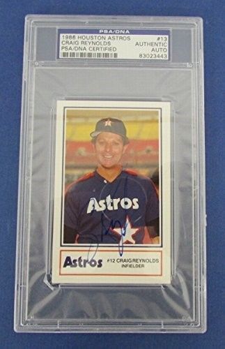 Craig Reynolds 1986 Houston Astros Signed Slab Baseball Card PSA/DNA 132098