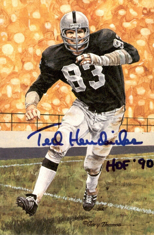Ted Hendricks HOF Autographed/Inscribed Goal Line Art GLAC Postcard Raiders JSA