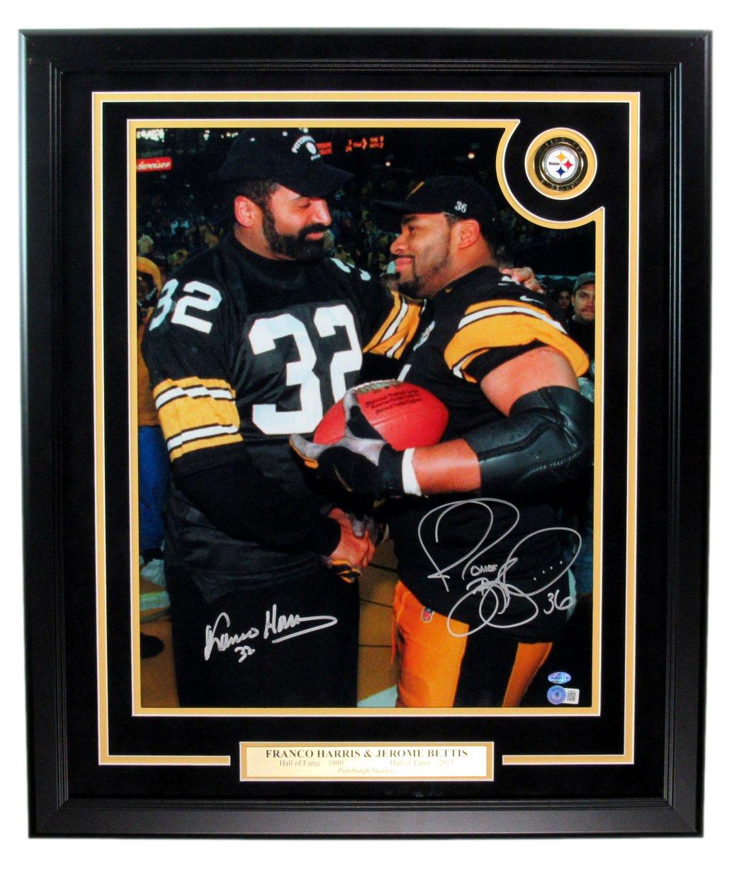 Franco Harris/Jerome Bettis Signed 16x20 Photo Steelers Framed Beckett 183632