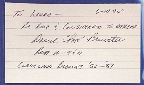 Pete Brewster Browns Signed/Autographed 3x5 Index Card