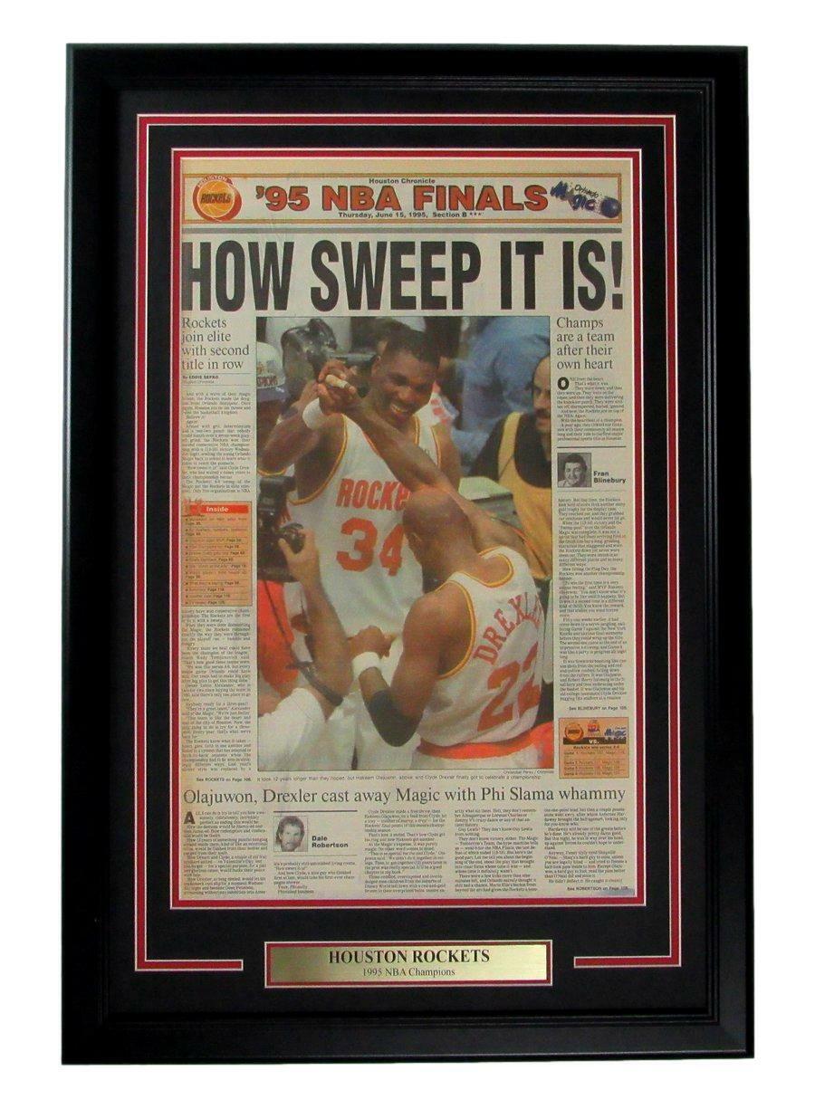 Houston Chronicle Newspaper 1995 Houston Rockets NBA Champions Framed 166010