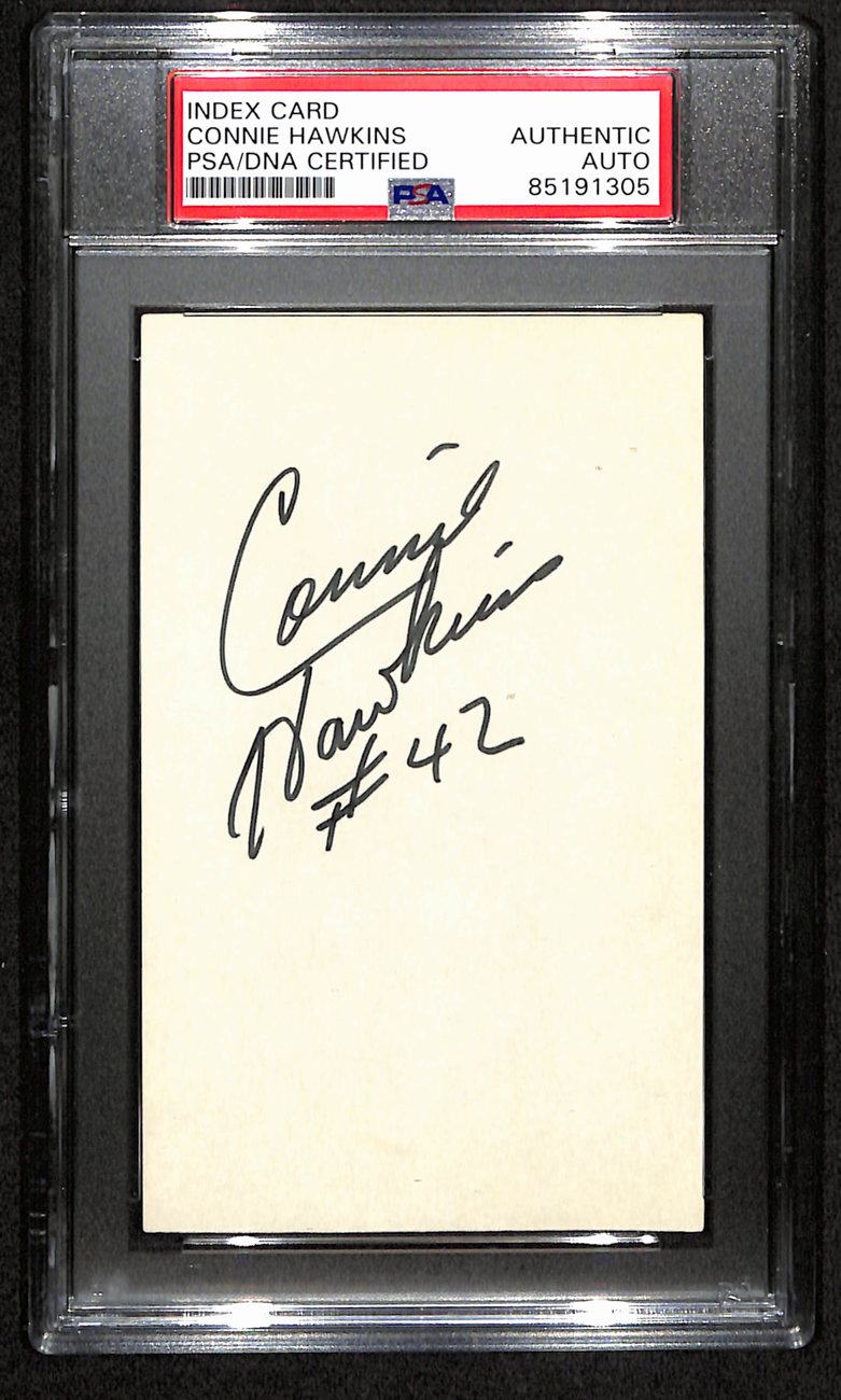 Connie Hawkins HOF Signed/Auto 3x5 Index Card Phoenix Suns PSA/DNA 188574