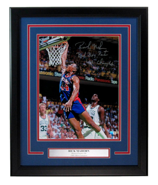 Rick Mahorn Signed/Inscr 11x14 Photo Framed Detroit Pistons Steiner 190034