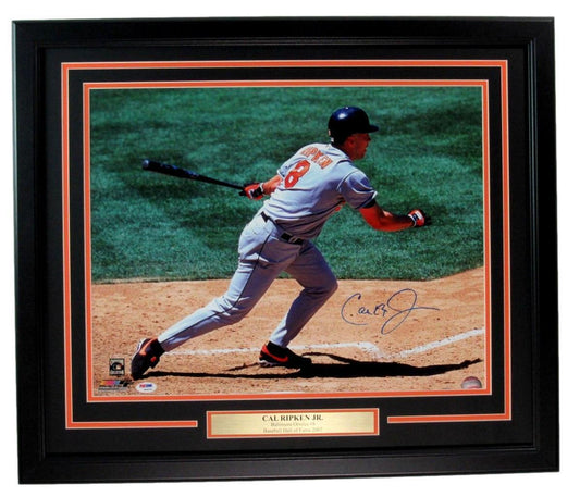 Cal Ripken Jr. HOF Autographed 16x20 Photo Orioles Framed PSA/DNA 180108