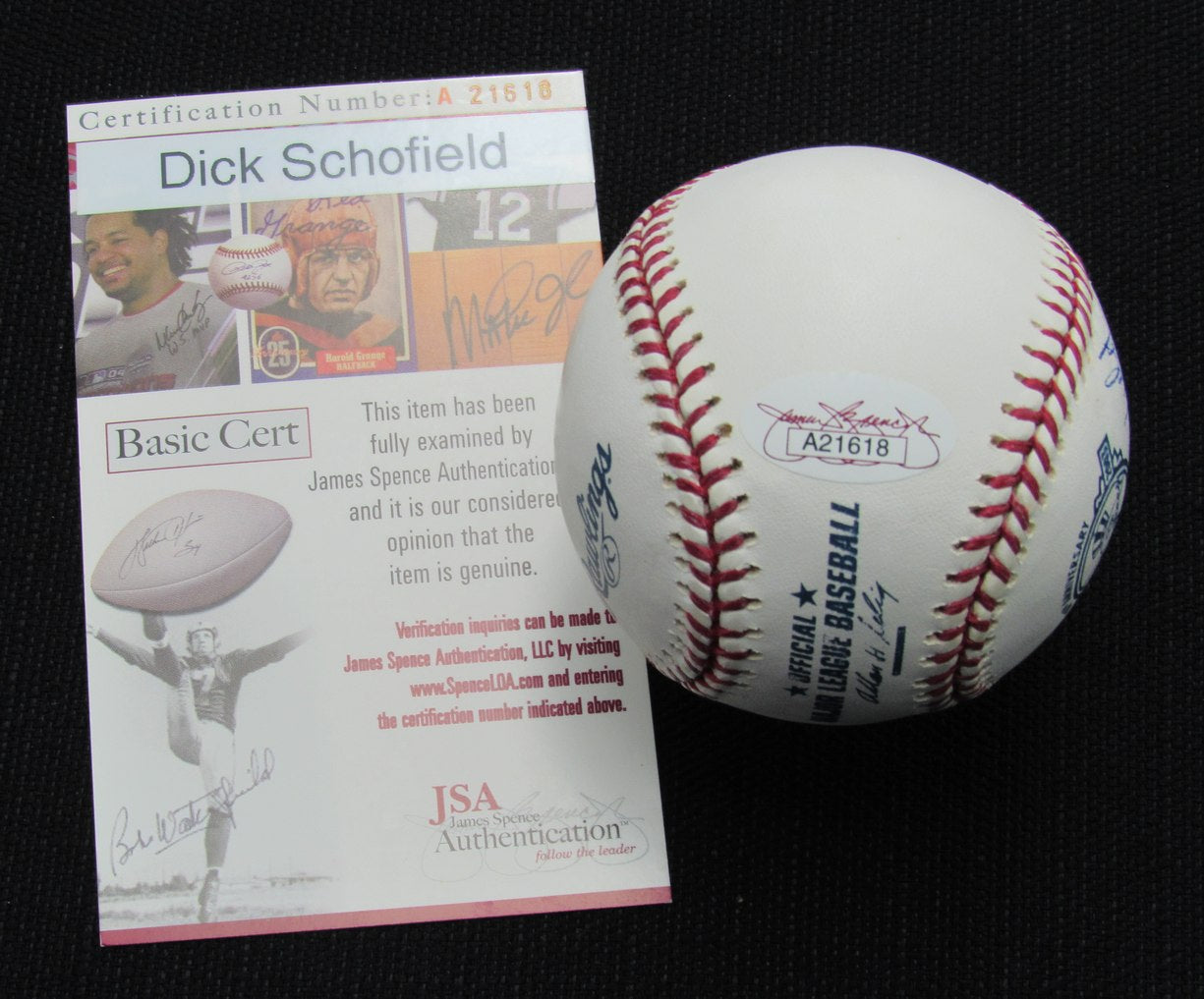 Dick  Schofield Signed/Auto Yankees 100th OML Baseball JSA  186859