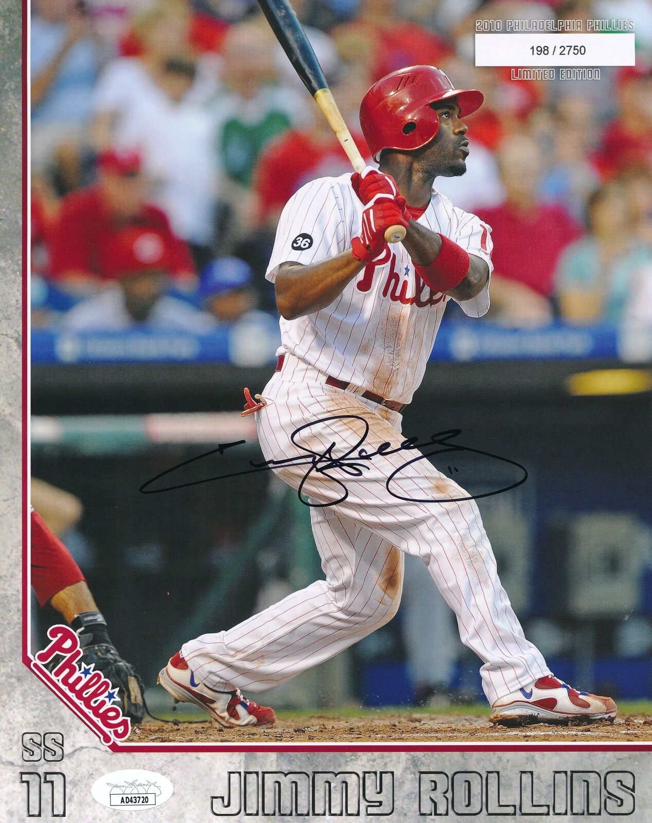 Jimmy Rollins Autographed 2010 8x10 Phillies Phan Photo JSA