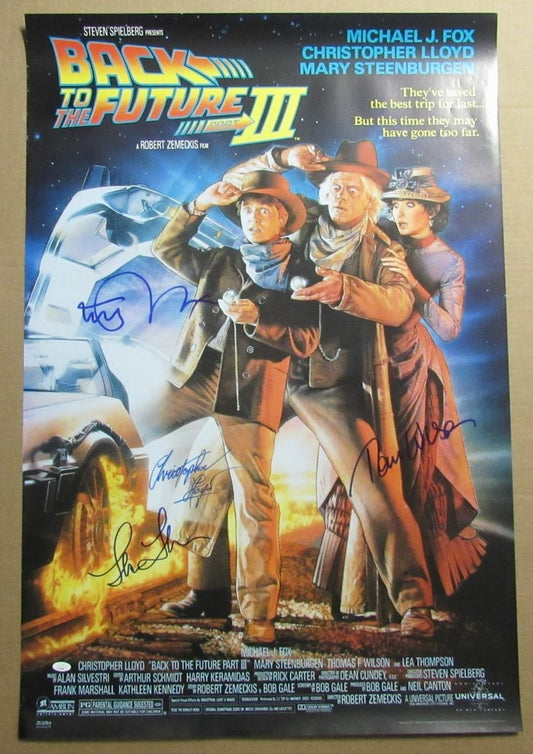 "Back to the Future III" Multi-Autographed by 4 Actors 27x40 Movie Poster JSA