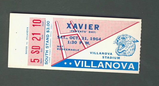 Xavier vs Villanova Ticket Stub 1964 142219