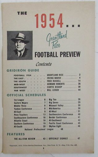 1954 Grantland Rice's Football Guide Cities Service Magazine 190513