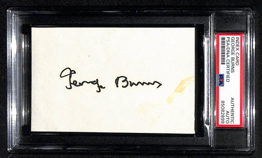 George Burns Signed 3x5 Index Card Comedian, Actor, Writer PSA/DNA 184330