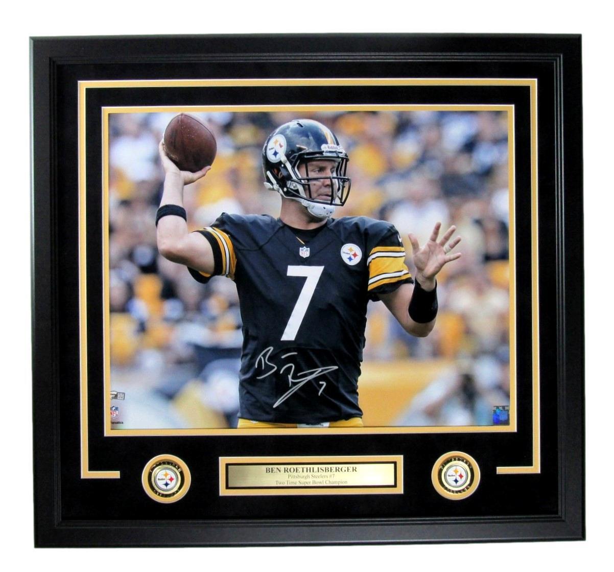 Ben Roethlisberger Signed 16x20 Photo Pittsburgh Steelers Framed Fanatics 173380