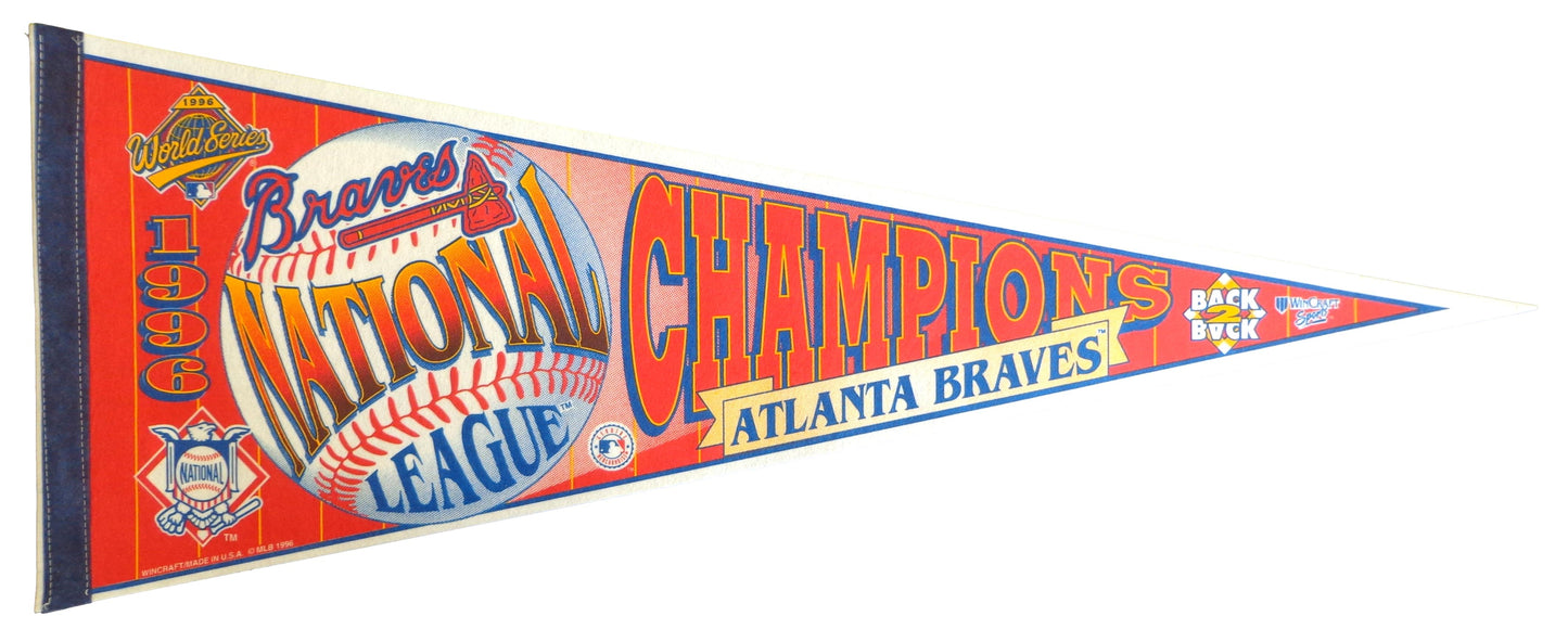 1996 Atlanta Braves World Series Baseball 30x12 Felt Pennant