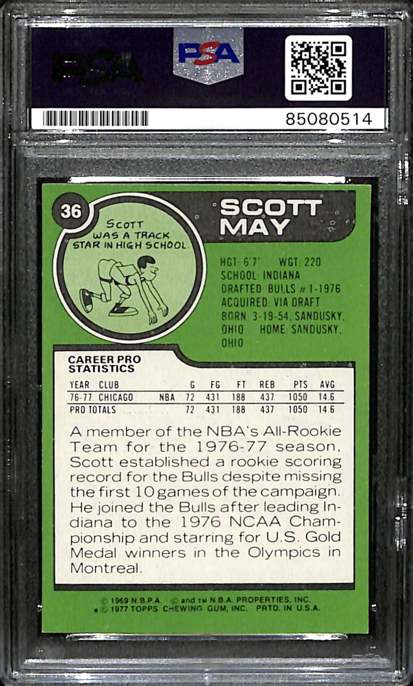 Scott May Signed 1977 Topps Card #36 Chicago Bulls PSA/DNA 185721