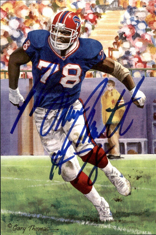 Bruce Smith HOF Bills Signed/Inscr Goal Line Art GLAC Postcard JSA 167106