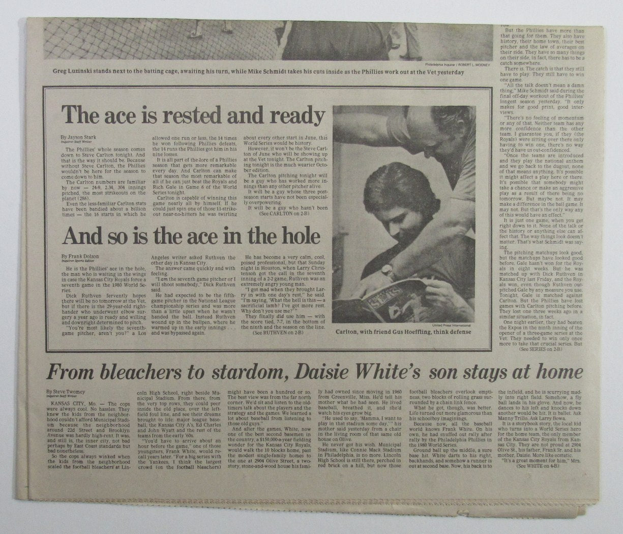 Philadelphia Inquirer Sports Section 10/21/80 World Series Game Six