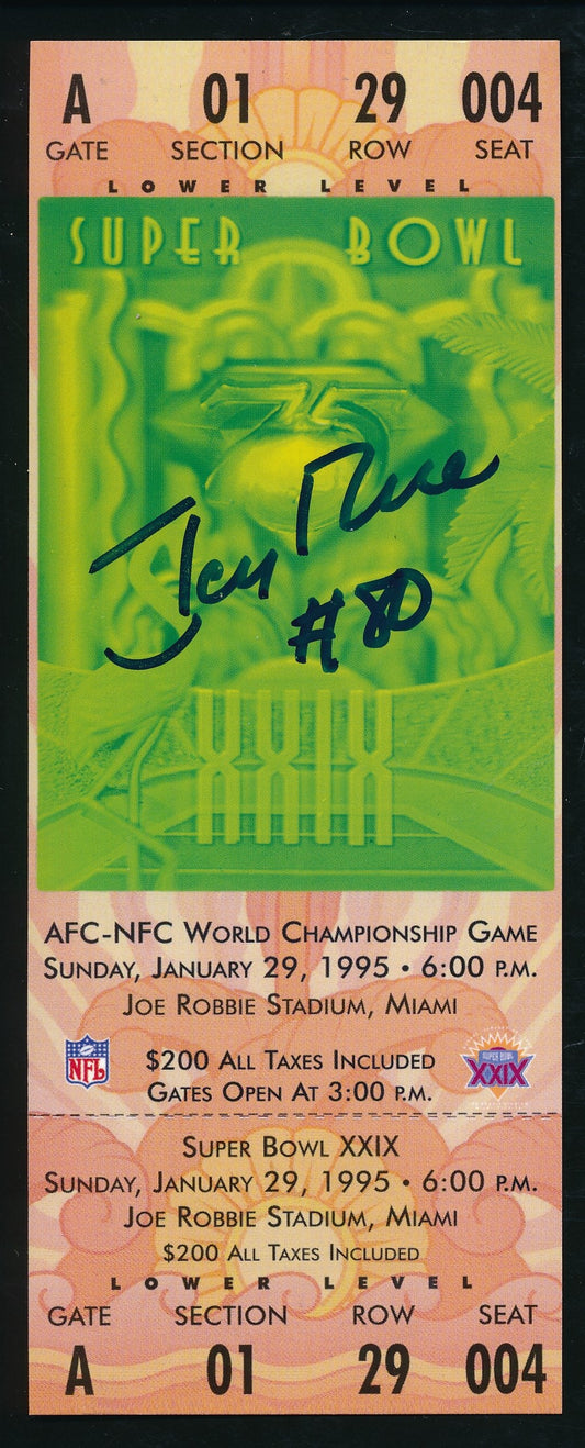 Jerry Rice HOF Signed/Auto Super Bowl XXIX Replica Full Ticket JSA 188038